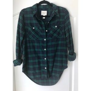 Forever 21 Green and Blue Lightweight Flannel